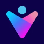 Vivid AI APK photo editor app logo on smartphone screen with AI enhancement features