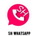 A smartphone screen showing SHWhatsApp chat interface with colorful themes and privacy settings options, highlighting customization and modern design.