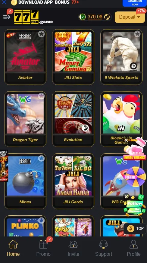 PKR777 Game MAin Dashboard