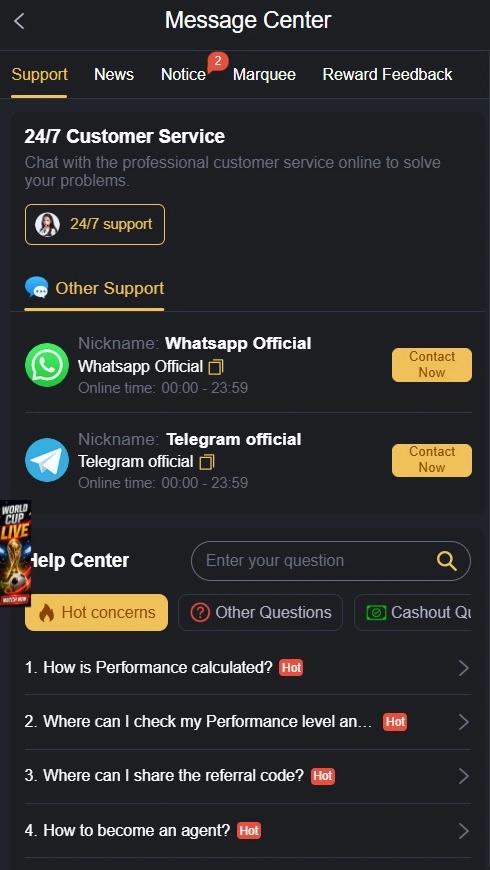 PKR777 Game Messages and Alerts